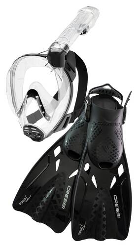Se010503 Cressi Baron And Tonga Snorkeling Sets Clear/black L/xl