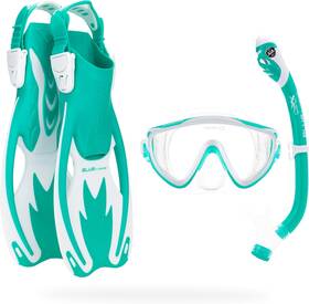 Se256331 Cressi Kids Snorkel Set Fins Mask Dry Tinetto S/m Aqua Green/white