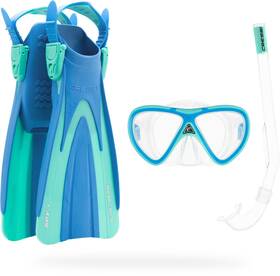 Cressi Se279122 Seashell Seekers Set Mask Snokel Fins Sets Blue/aqua Green S/m