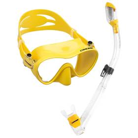 Usc281010 Cressi Used Frameless Dive Mask And Supernova Dry Snorkel Combo - Yellow