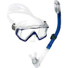 Usc400062 Cressi Used Pano 4 Dive Mask And Supernova Dry Snorkel Combo - Clear/cobalt