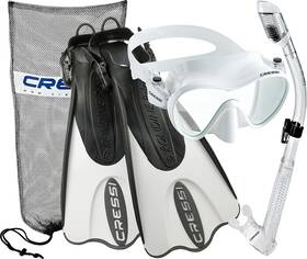 Usfdps001035-usfdps725044 Cressi F1 Mask - Supernova Dry Snorkel Palau Saf Fins Set S/m White Bk