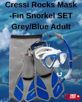 Ust100027 Cressi Rocks Mask Fin Snorkel Set- Grey/blue Adult
