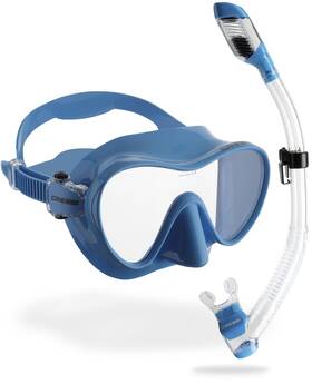 Yds280020 Cressi F1 And Supernova Dry Mask Snorkel Kits Blue