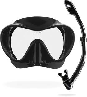 Yds280050 Cressi Snorkel Kit With Dry Mask For Clear Underwater Vision Black Color