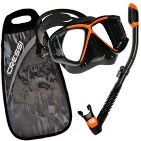 Zdn295085 Cressi Panoramic 4 Window Mask Supernova Dry Adult Size Snorkel Carring Bag