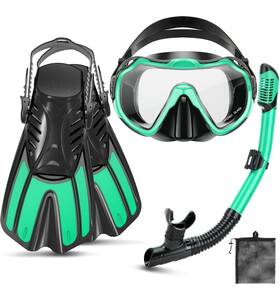 93487 Ctsytl Snorkeling Gear For Adults 4 In 1 Travel Size Mask Fins Snorkel Set