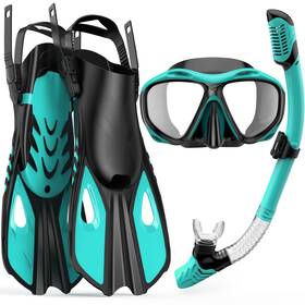 Deepzy 796288451688 Mask Fin Snorkel Set Travel Size Snorkeling Gear For Adults With Panoramic View