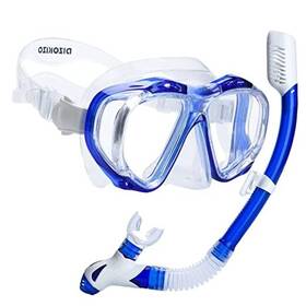 Dizokizo Mk-703-sk-903 Snorkel Set Adult Snorkeling Scuba Gear Professional Wide-view Blue