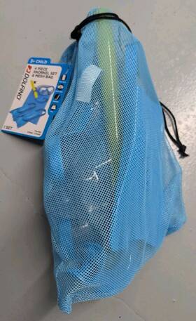 19123gltw Dolfino 4 Piece Snorkel Set And Mesh Bag