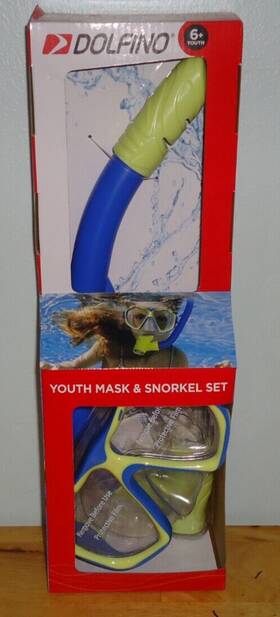 20723glts Dolfino Youth Mask And Snorkel 2 Piece Set For Children Blue/yellow New