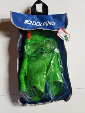 Sr4151005 Dolfino Youth 4 Piece Neon Green Snorkel Set With Backpack