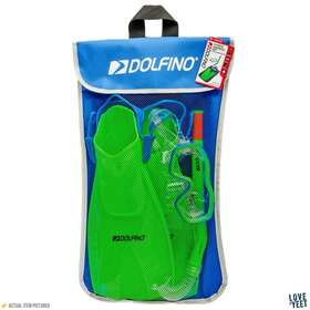 Wmk21462 Dolfino Youth 4 Piece Neon Green Snorkel Set Backpack Strap Mask Fins