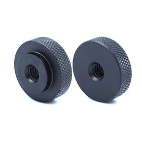 Ev0125452 Evaty 2 Pack 25mm Large Knurled Edge 1/4 Inch -20 Female Thumb Wheel X 10mm Black