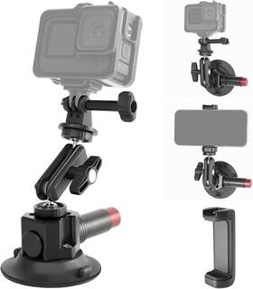 Fifield 029082858958 3 In Suction Cup Camera Mount With Ball Head Magic Arm 1/4 Inch Black