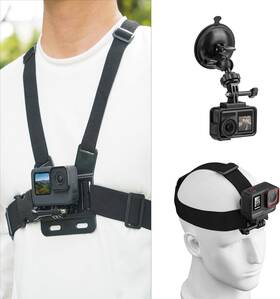 Fmusa0037 Flymile Chest Harness Mount Head Strap Suction Cup Car Phone Clip Black
