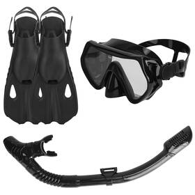 Fresh Fab Finds 691303838942 Snorkeling Gear Mask Fin Snorkel Set Dry Top - Yellow Medium