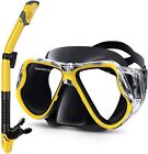 Sm-10 Greatever Dry Snorkel Panoramic Wide View Anti-fog Scuba Diving Black Yellow
