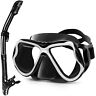 Greatever Dry Snorkel Set Panoramic Wide View Anti-fog Scuba Diving Mask