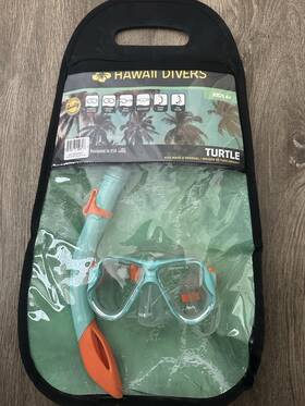 Hawaii Divers 613527559748 Kids Snorkel Mask Set Age 6 Teal Orange Turtle Model Hawaii Divers 613527559748 Kids Snorkel Mask Set Age 6 Teal Orange Turtle Model