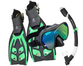 Sm1186706s Hawaii Divers Deep Sea Mirrored Adult Snorkel Set - Scuba Mask Dry-top