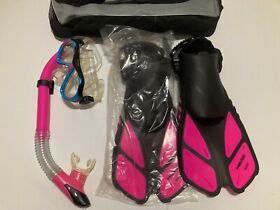 Head Quest Travel Snorkeling Set Mask Snorkel Fin Pink Small Medium