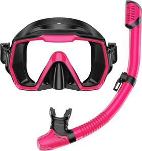 Honlanor 717352832233 Snorkel Set Pink Adult Mask Anti-fog Anti-leak Dry Top Dive Gear Kit Gift