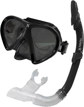 Hurley 810061849360 Aqua Surfer Snorkel And Mask Set Black - Swim Dive Gear 14 Adult Size