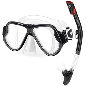 Jardin Dry Snorkel Set Panoramic Wide View Mask Anti-fog Tempered