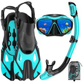 B5333 Jwintee Snorkeling Gear For Adults Mask Fin Snorkel Set Dry Top Panor