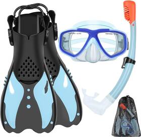 Kss-02 Kuyou Youth Snorkel Set For Ages 7-16 Anti-fog Mask Flippers Dry Top - Medium