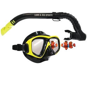 6103654390 Land & Sea And Clearwater Black Mirror Silicone Mask Snorkel Set Yellow