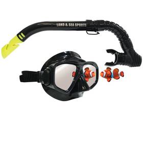 6103654900 Land & Sea And Clearwater Black Mirror Silicone Mask Snorkel Set