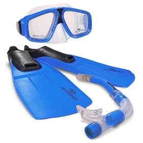 6116026540 Land & Sea Sports And Adventurer Mask Snorkel Fin Set Blue - Large