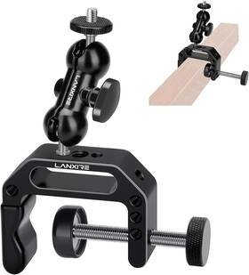 L0247 Lanxire Camera Clamp Mount C With Magic Arm - Perfect For Fence Desk Black