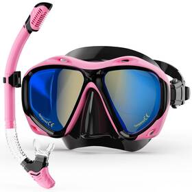 Melumilu 679065066643 Snorkeling Gear For Adults Dry Snorkel Set Blue Electroplated 180 Panoramic Melumilu 679065066643 Snorkeling Gear For Adults Dry Snorkel Set Blue Electroplated 180 Panoramic