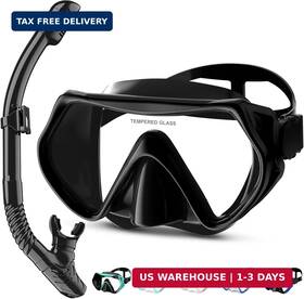 Melumilu 692878730051 Snorkel Set Mask 180 Panoramic Wide View Anti-fog Scuba Diving Gear