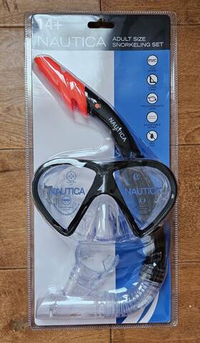 Bh082022 Nautica Adult Size Diving Snorkeling Set - New Black And Orange 2 Pieces