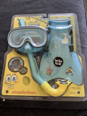 Nickelodeon 703086152136 Sponge Bob Square Pants-swim Mask Snorkel And One Fits All Flippers