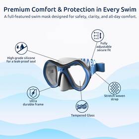 Oceanic 882689176043 Snorkel Set Youth Premium Snorkeling Gear With Mask Fins &