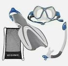 Oceanic Adult Snorkeling Kit Snorkel Visor Flippers Bag Sz Lg Xl New No Box