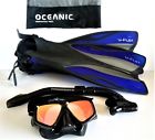 Oceanways Oceanic Hd Dive Mask Carribean Snorkel Fins Set Combo