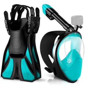 Sp0477bcm Odoland Snorkeling Packages Full Face Snorkel Mask For Adults And Youth With Camera Mo