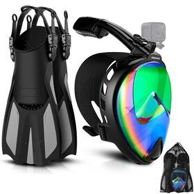 Sp0851bbm Odoland Snorkeling Packages Diving Full Face Mask With Camera Mount Adjustable Swim