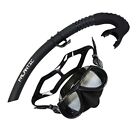 Scsns-07 Palantic Black Free Dive Spearfishing Low Volume Mask And Flexible Snorkel Combo