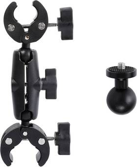 Pellking 709226675671 Double Clamp Mount Bracket Monitor Magic Socket Arm With 1/4 Inch -20 Ball Head Black