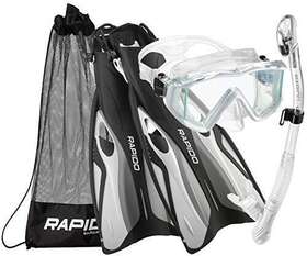 Phantom Aquatics 194773055289 Rapido Boutique Collection Clareza Three Window Tempered Glass Lens Mask Fin