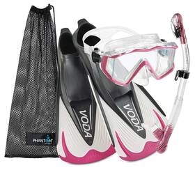 Phantom Aquatics 194773056460 Rapido Boutique Collection Full Foot Fins Bundled With Panoramic View Tempere