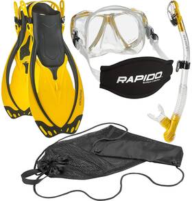 Phantom Aquatics 194773143603 Rapido Boutique Collection Adjustable Snorkeling Fin Tempered Glass Snorkel S