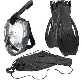 Phantom Aquatics 194773144488 Adult 180 Panoramic View Full Face Snorkel Mask Adjustable Snorkeling Fins